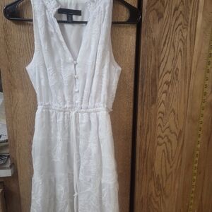 White House Black Market White Sleeveless Midi Dress with Drawstring